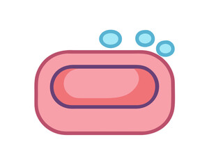 Simple Pink Bar of Soap with Bubbles, Cleanliness Icon, Hygiene Concept, Minimalist Design