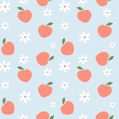 Seamless pattern of peach and daisy flower,for wrappers, backgrounds and covers,vector illustration.