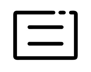A clean symbol of a notepad with lines of text. Minimalist vector icon for document or message.