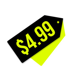 $4.99 only png, simple bold tag, black colour, price tag design