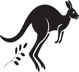 Kangaroo silhouette vector illustration of a wild animal with tail and ears
