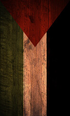 Textured Artistic Rendition of the Palestinian Flag on Wood