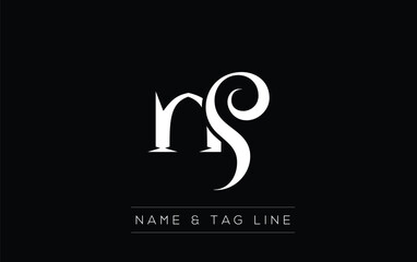 NS logo design. A sophisticated, minimalistic logo design featuring golden stylized typography,  perfect for branding concepts emphasizing luxury, professionalism, and contemporary aesthetics.