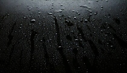 Rain, water, drops, glass, surface, black, smooth, falling, gently, reflections, creating, natural, wet, transparent, delicate, pattern, calm, serene, droplets, texture, clear, liquid, fresh, moisture