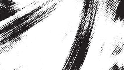 Abstract black and white brush strokes with textured effect