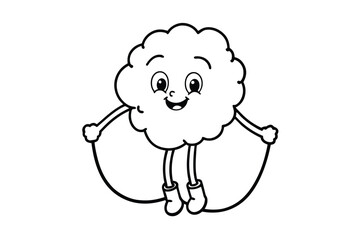 Obraz premium Happy Cauliflower Jumping Rope Healthy Veggie