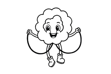 Happy Cauliflower Jumping Rope Healthy Veggie