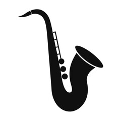 saxophone silhouette vector illustration on white background
