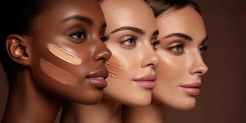 Woman applying skincare or foundation cream – beauty and facial care concept