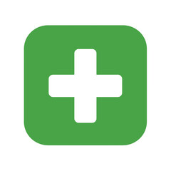 Obraz premium Green plus icon in square shape representing healthcare concept of icons, medicine 