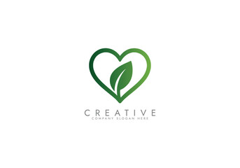 Eco Heart Logo,Leaf Heart Logo,Heart with leaf logo, vector illustration design