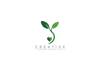 Eco Heart Logo,Leaf Heart Logo,Heart with leaf logo, vector illustration design