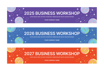 Modern business banner templates with abstract geometric patterns. Perfect for workshops, events, conferences, presentations, or branding projects, combining style and professionalism.