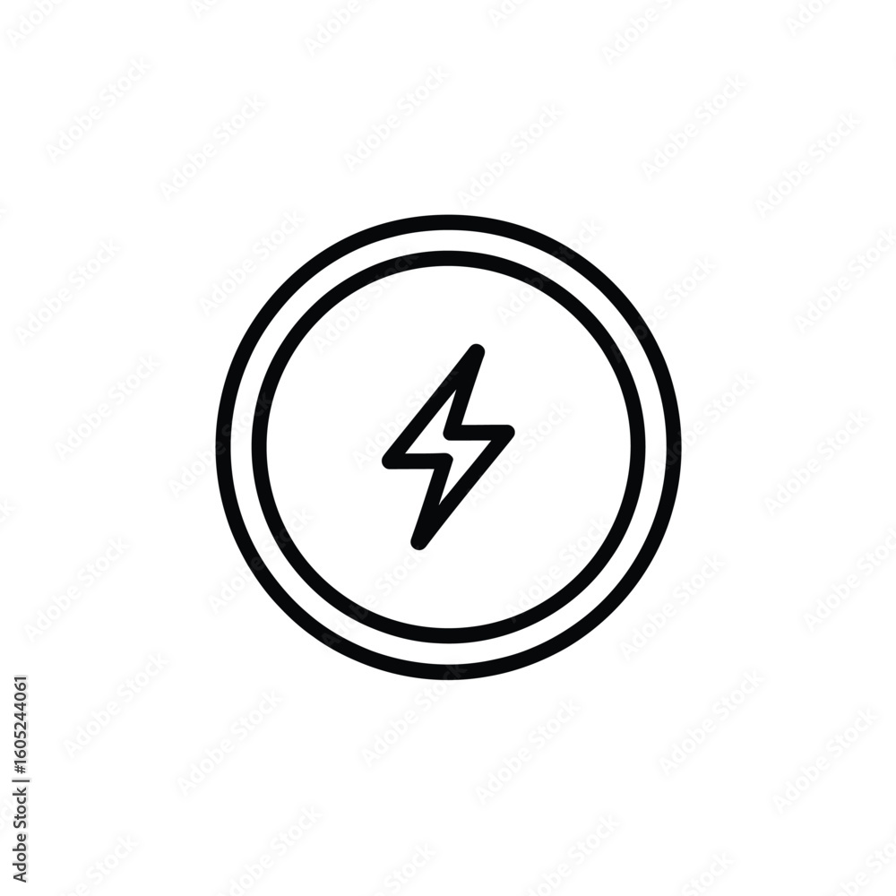 Poster symbolic lightning bolt encapsulated in a dual ringed circular design power and energy