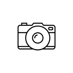 Simple Line Art Illustration of a Camera, Minimalist Design for Photography Concepts and Technology