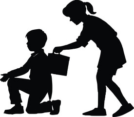 Teen Helping Younger Sibling with Project Silhouette