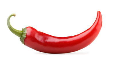 A red chili pepper with a green stem