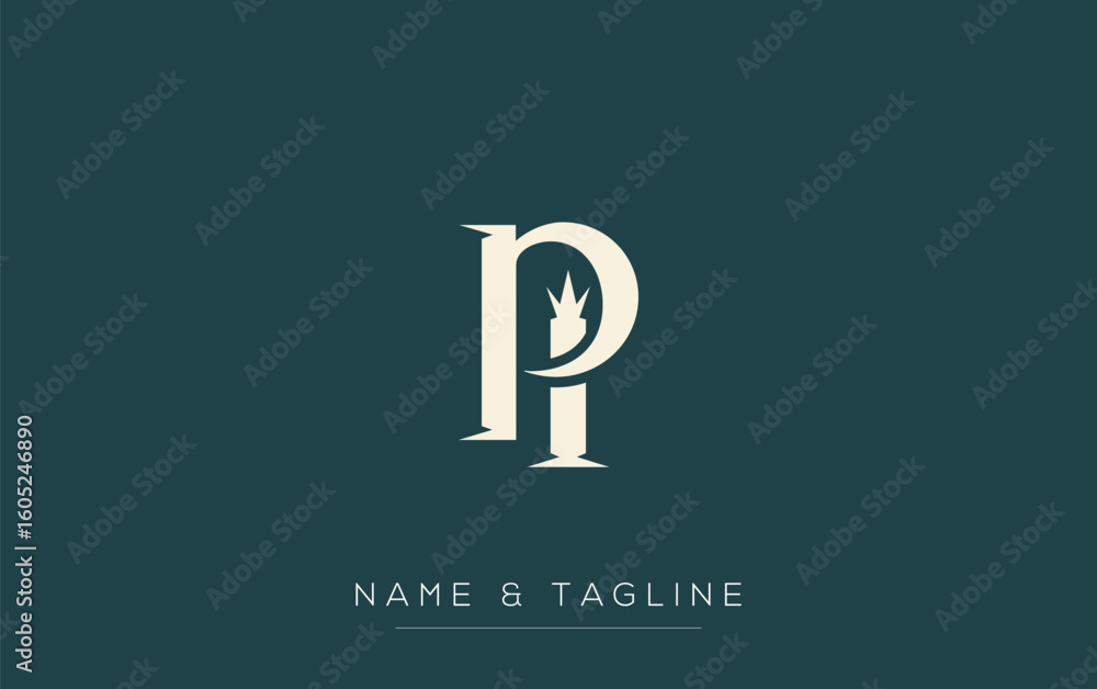 Poster pi elegant monogram logo design featuring stylized letters. a sophisticated monogram logo representa