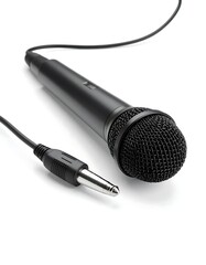 A black handheld microphone