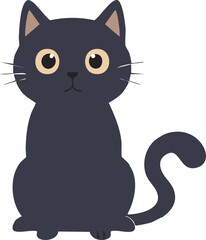 Obraz premium Black cat with wide eyes, curious or innocent expression 