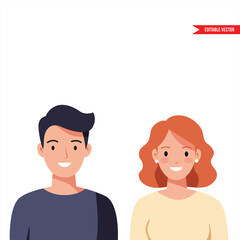 Smiling Couple: Vector Illustration for Relationship, Partnership, and Teamwork Concepts Flat vector illustration