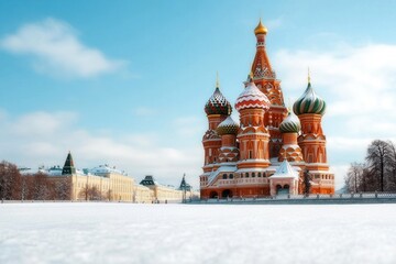 Winter's embrace Over St. Basils Cathedral in moscow, russia's Red Square