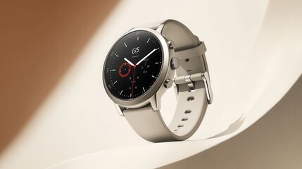 Elegance in engineering a round smartwatch boasts vibrant interface against a minimalistic backdrop