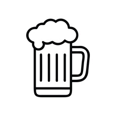 Beer Mug Icon Vector - Frothy Drink Glass Line Art Illustration