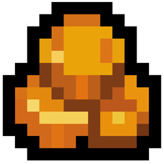 Pixel Art Gold Coin Icon - Stack of Treasure Currency for Retro RPG or Pixel Adventure Games