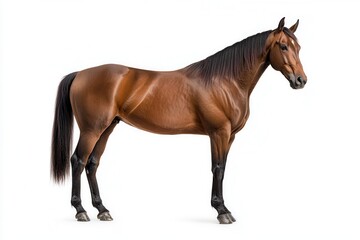 Obraz premium Elegant beauty full body portrait of a majestic Chestnut Horse standing gracefully on a white background