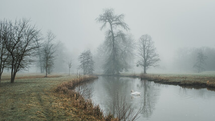 Parc du Chateau de Rambouillet dans le brouillard © jerome
