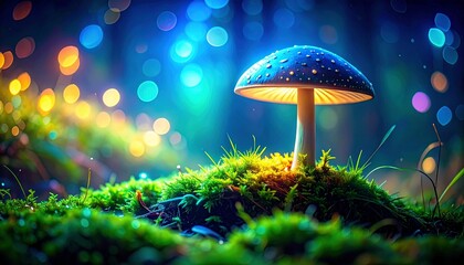 natural mushroom plants shaded by moonlight in a beautiful forest 11