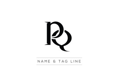 Fototapeta premium PQ logo design. A sophisticated, minimalistic logo design featuring golden stylized typography, perfect for branding concepts emphasizing luxury, professionalism, and contemporary aesthetics.