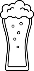 Tall Beer Glass Icon – Line Style Vector of Pint Glass with Foam