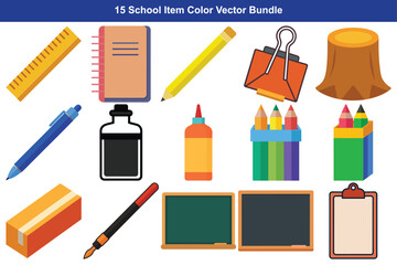Colorful collection of school supplies and stationery items