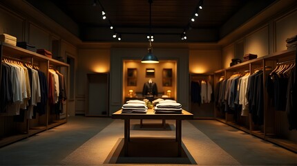 Dark and Luxurious Men's Clothing Store Interior