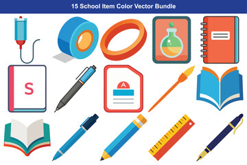 Colorful collection of school supplies and stationery items