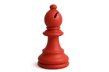 3d rendering of a red bishop chess piece isolated on transparent background, perfect for compositing