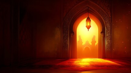 Intricate archway, warm light, ornate