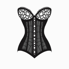 Lace corset in monochrome style with intricate lace detailing  