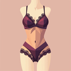 Woman wearing lace corset in flat design style with pastel colors  