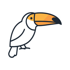 Fototapeta premium Simple toucan illustration with yellow and black beak. Vector illustration