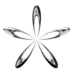 Forms in 3D. 3D chrome elements. Abstract shapes. Y2K abstract silver space icons. Galaxy and cosmic technology.  3D Model.
