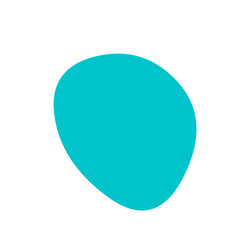 An isolated cyan shape with rounded edges is positioned against a solid, featureless void space on transparent background