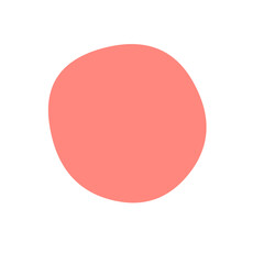 Isolated salmon colored circle with pixelated edges on a featureless solid void surrounding the shape on transparent background