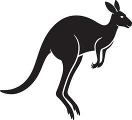 Kangaroo with baby vector illustration in black silhouette style featuring wild animal design