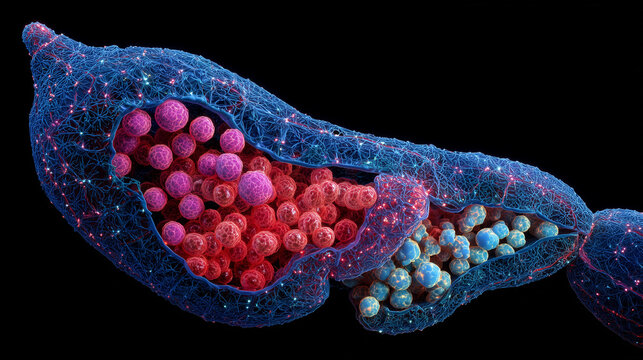 Detailed Microanatomical Illustration of the Pancreas