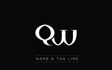 QW logo design. A sophisticated, minimalistic logo design featuring golden stylized typography,  perfect for branding concepts emphasizing luxury, professionalism, and contemporary aesthetics.