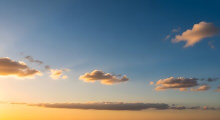 Fototapeta premium Evening Sky with Soft Clouds and Warm Gradient Horizon – Tranquil Natural Background