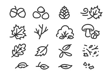 Line minimal prompt icons autumn outline nature symbol contour set icon vector